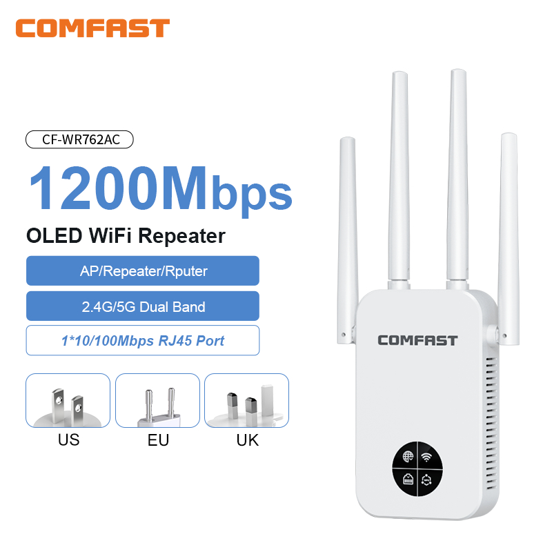 Smart Home X10 - COMFAST 1200Mbps 와이파이 리피터 스마트 스크린