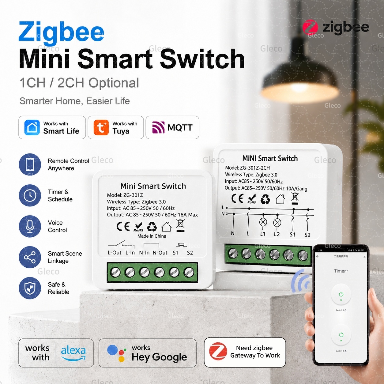 Smart Home Zigbee Gateway - Zigbee Tuya 스마트 스위치 스마트 라이프