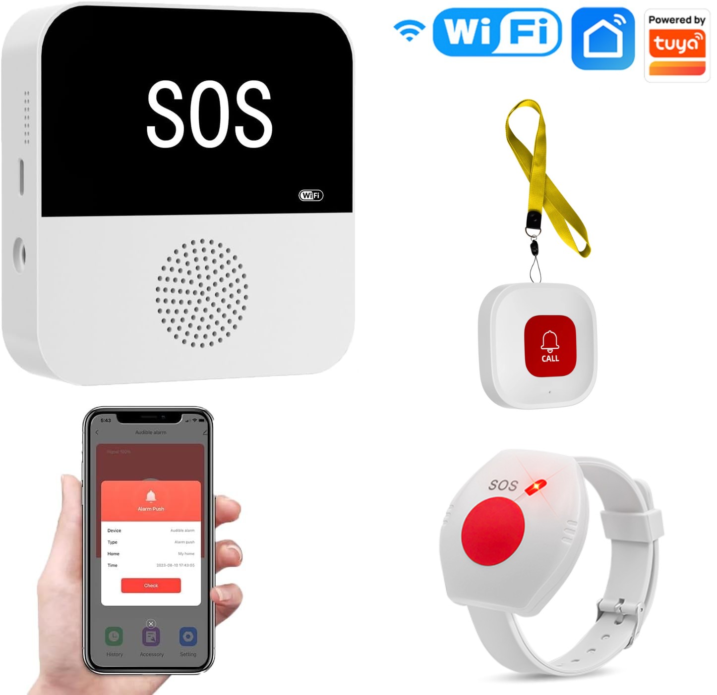 Tuya Wifi Socket - 무선 WiFi 노인 간병인 호출기 SOS