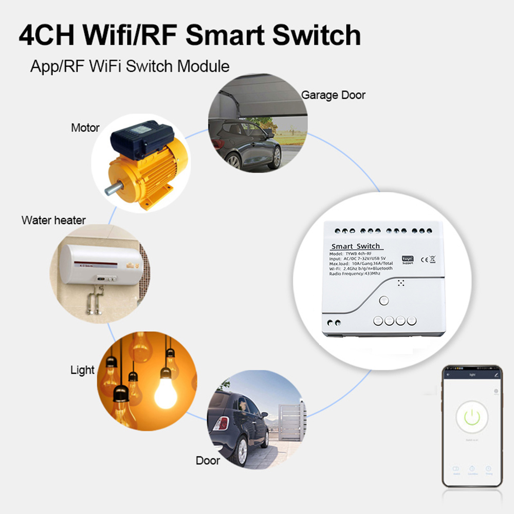 Wifi 스마트 라이트 스위치 4CH Mdule DC  - Tuya Wifi Socket 리뷰 및 가격